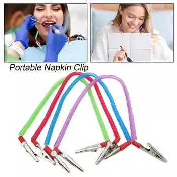 Зажим для зубного нагрудника, держатель для салфеток, многоразовый, для детей, взрослых, пожилых людей, цветной, эластичный, двухсторонний, металлический зажим зелёный