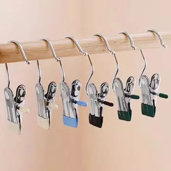 Зажим-крючок из нержавеющей стали, многофункциональный зажим для шляпы, брюк, прищепка, зажим для штор, держатель одежды #C1BFY # розовый