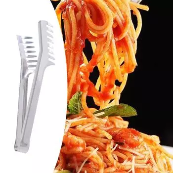 Зажим с длинной ручкой Щипцы для приготовления пищи Кухонные принадлежности Зажимы для еды Щипцы для лапши Зажим для спагетти Кухонные принадлежности серебряный