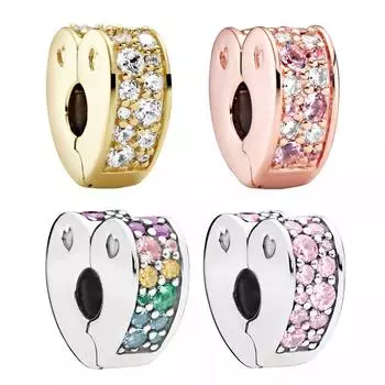 Зажим в форме сердца, подвески из стерлингового серебра 925 пробы, подходят для оригинального браслета «сделай сам», для женщин, подарки на день рождения, день матери