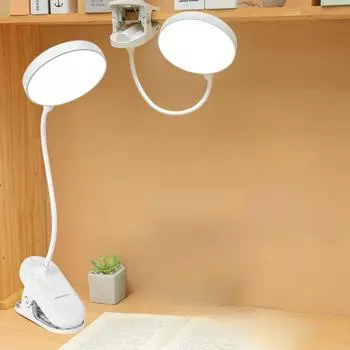 Зажимная лампа для учебы со студенческим общежитием, домашняя лампа для защиты глаз, настольная светодиодная перезаряжаемая лампа, прикроватная лампа для спальни cable белый