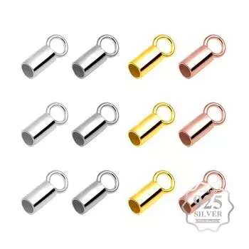 Зажимы для цепочек из стерлингового серебра 925 пробы диаметром 1 мм для кожаного браслета, ювелирных изделий, ожерелий, аксессуаров для самостоятельного изготовления золотой