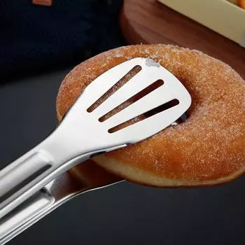Зажимы для еды из нержавеющей стали 304: Прочные кухонные принадлежности для барбекю для легкого приготовления на гриле, выпечки и подачи на стол — идеально подходят для хлеба, стейков и многого другого серебряный