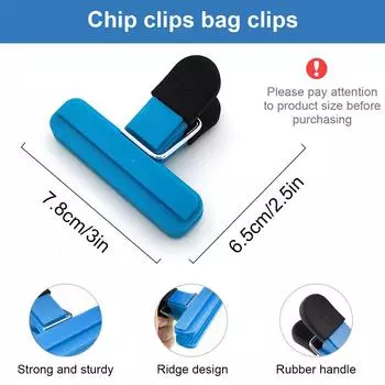Зажимы для еды Leeseph, зажимы для сумок, кухонные зажимы для холодильника, пакеты для хранения продуктов, зажимы для закусочных пакетов для дома, офиса, улицы синий