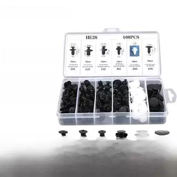 Зажимы для крепления внутренней панели автомобиля - Упаковка из 100 пластиковых гвоздей с пряжкой для бампера для быстрой и легкой установки.