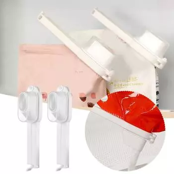 Зажимы для пищевых пакетов с крышкой, зажимы для пакетов, зажимы для чая, еды, кухонные пакеты, чипсы, молоко, зажимы N5M9 White-2pcs