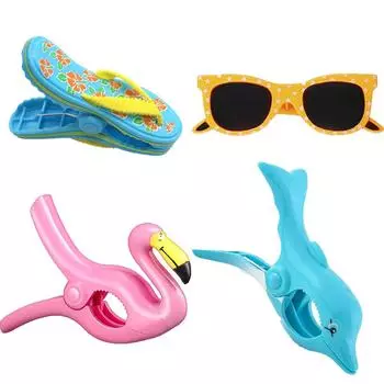 Зажимы для пляжных полотенец для патио и бассейна включают тапочки для солнцезащитных очков Flamingo Dolphin