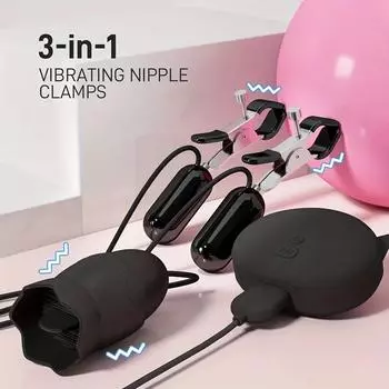 Зажимы для сосков, 10 режимов, вибрационные зажимы для груди, стимулятор с дистанционным управлением, сильный сосущий массажер, секс-игрушки для пар женщин