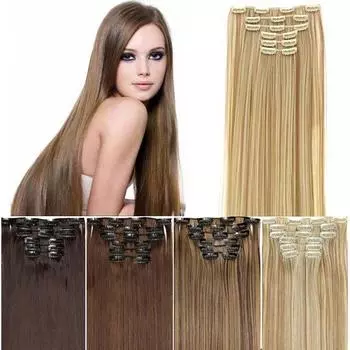 Зажимы для волос для наращивания волос синтетические прямые для женщин чистый цвет 150 г высокотемпературное волокно