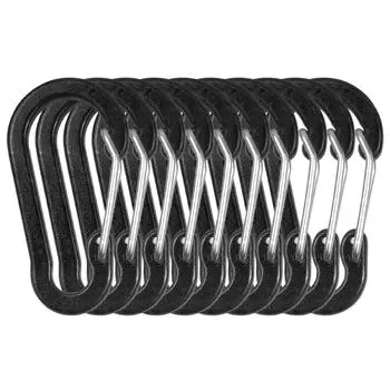 Зажимы-карабины, мини-брелок из алюминиевого сплава, зажим-карабин, кольца D для кемпинга, пешего туризма, рыбалки 10PCS чёрный