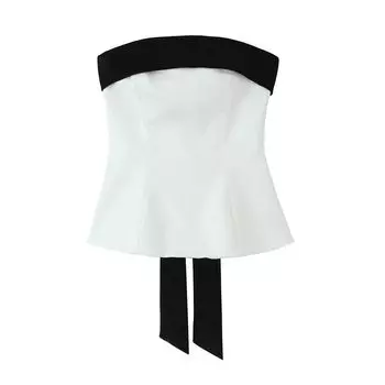 Zbza Autumn New Women s Clothing Fashion Style French Design Fashion Bowknot Decoration Tube Top Tops 9003420 Top L