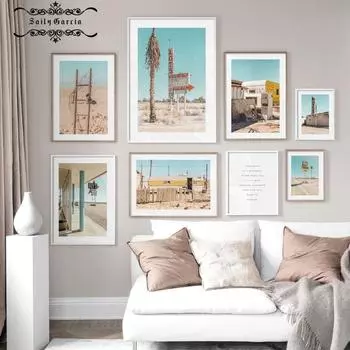 Здание магазина мотеля в пустыне, картина на холсте, скандинавские плакаты и принты для гостиной, украшения дома, фотографии для интерьера 21*30cm