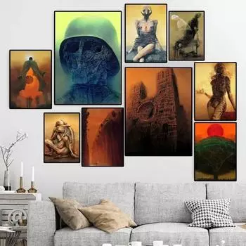 Zdzislaw Beksinski Fantasy Dream HD Canvas Painting Poster - Wall Art Decor Print 21cm30cm NoFrame