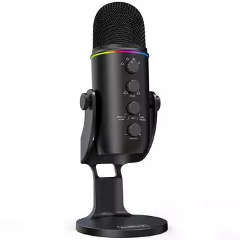 ZealSound USB 3 4 Pickup RGB Computer Microphone with K66 Plus Condenser Microphone for YouTube Streams on Mac Microphone, 192kHz, Capsules, Patterns,