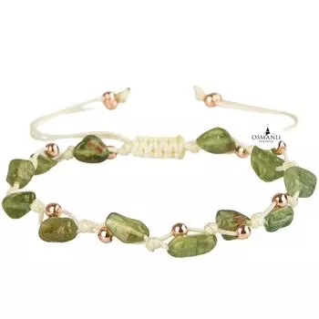 Зеберцет (перидот) Браслет макраме из натурального камня натуральной огранки