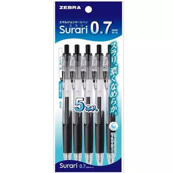 ZEBRA Ballpoint Pen Slurry Black 5 x 10 Oil-Based 0.7 B-P-BN11-BK5