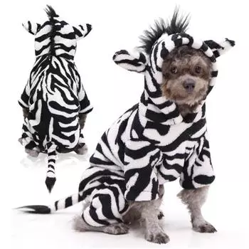 Zebra cat transformation pet dog cat autumn and winter flannel four-legged clothing wholesale small medium and large dog supplies XS