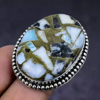 Зебра Джаспер драгоценный камень ручной работы из стерлингового серебра 925 пробы подарок ювелирное изделие кольцо размер 7 d7K61