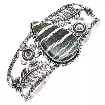 Зебра Джаспер драгоценный камень ручной работы серебряные ювелирные изделия браслеты-манжеты 7 регулируемые