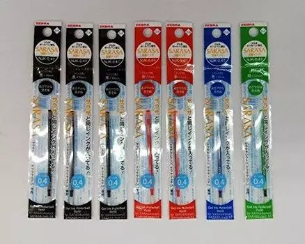 Zebra gel ballpoint pen refill 3 green 4 colors 7 pieces set 0.4mm black/2 red/1 blue/1 RNJK4-BK/R/BL/G
