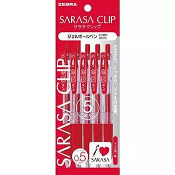 Zebra Gel Ballpoint Pen Sarasa Clip 0.5 Red 5 Pieces P-JJ15-R5