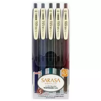 Zebra Gel Ballpoint Pen Sarasa Clip 0.5 Vintage 5 Colors JJ15-5C-VI