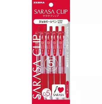 Zebra Gel Ballpoint Pen Sarasa Clip Red 5 Pieces 0.5 P-JJ15-R5