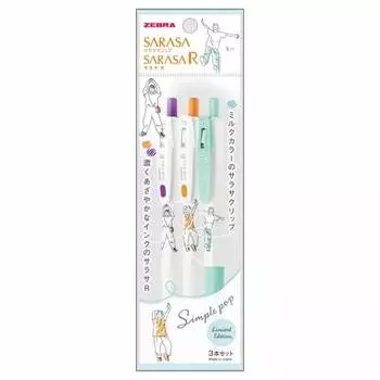 Zebra Gel Ballpoint Pen Sarasa R 0.4mm & Sarasa Clip 0.5mm Single Pop Trio Set P-JJS29-SP-T