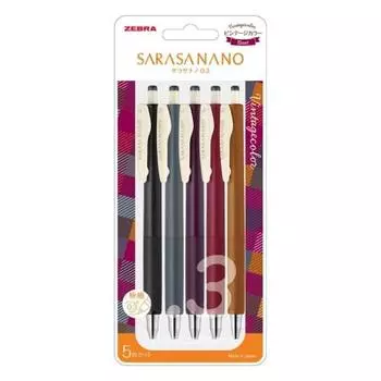 ZEBRA Gel Ballpoint Pen Sarasanano 0.3mm Vintage 5 Color Set B JJH72-5C-B