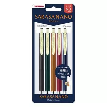 Zebra Gel Ballpoint Pen Sarasanano 0.3mm 5 Color Set Vintage Color JJH72-5C-V