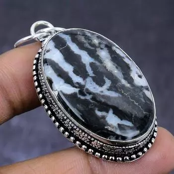 Zebra Jasper Gemstone 925 Steling Silver Jewelry Pendant 2.25 f7I82