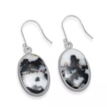Zebra Jasper Gemstone 925 стерлингового серебра ручной работы овальной формы висячие серьги для женщин и девочек