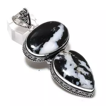 Zebra Jasper Gemstone Handmade 925 Sterling Silver Jewelry Pendant 3.07 s0O58