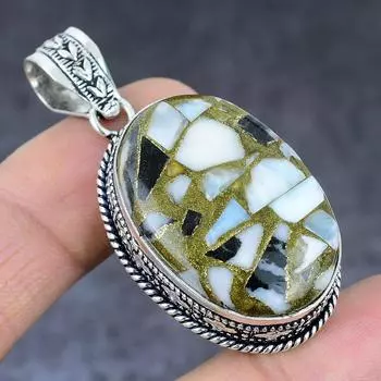 Zebra Jasper Gemstone Handmade 925 Sterling Silver Jewelry Pendant 2.09 S5R99
