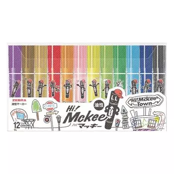 Zebra McKee Permanent Limited Edition McKee Set Hi! Marker, Hi! Design, 12-Color (MC12C-25-HM)