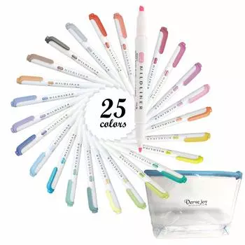 Zebra Mildliner 25 цветов пенал пигментный хайлайтер + набор, на водной основе