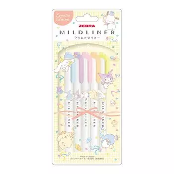 Zebra Mildliner Highlighter, Sanrio, 5-Color Set, Gentleness, WKT7-SR2-5C-YC
