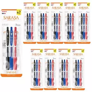 Zebra Sarasa Clip Gel Ballpoint 10 Pens, 0.7mm, 3-Color Set, Pens, B-JJB15-3C-N