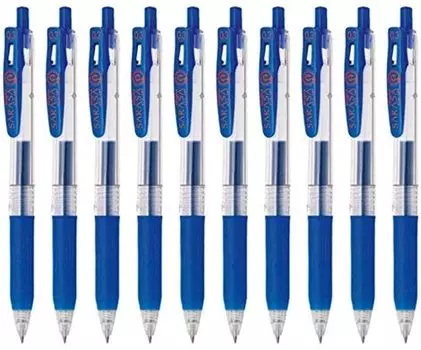 Zebra Sarasa Clip Retractable Gel Ink Pen Rubber Grip Blue Ink 10 Pieces Value Set 0.3 0.3mm