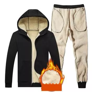 Zeeshant брендовый зимний мужской флисовый теплый мужской спортивный костюм, повседневная спортивная одежда, куртка + брюки, толстые XXXXL