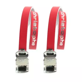 Zefal Christophe Leather Bicycle Toe 370cm 5161E Straps, Red, Long,