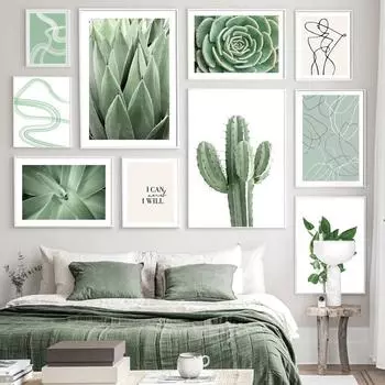 Зеленая агава кактус листья растения абстрактные настенные картины холст скандинавские постеры и принты для декора гостиной настенные картины 21x30cm No Framed