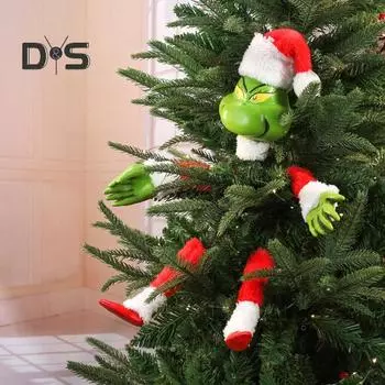 Зеленая эльфийская елка, набор из рук, ног и головы зеленая эльфийская статуэтка с имитацией сосновых иголок для украшения рождественской елки A