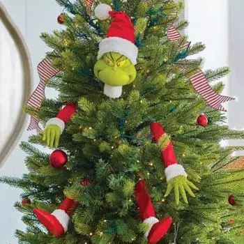 Зеленая эльфийская елка, набор из рук, ног и головы зеленая эльфийская статуэтка с имитацией сосновых иголок для украшения рождественской елки B