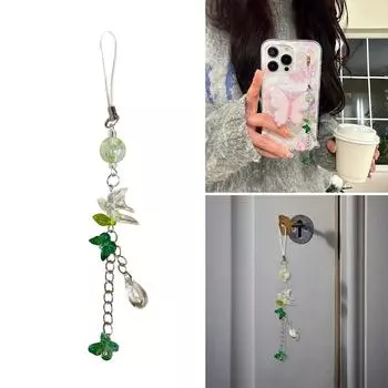 Зеленая бабочка-ласточка и подвеска для телефона «Ласточка» Уникальный брелок для ключей Модное украшение для телефона для женщин и девочек
