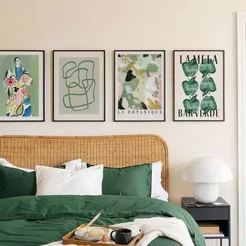 Зеленая ботаническая ваза La Mela Van Gogh, абстрактная линия, настенная живопись, холст, живопись, постеры и принты, картинки для декора гостиной 21x30cm No Framed