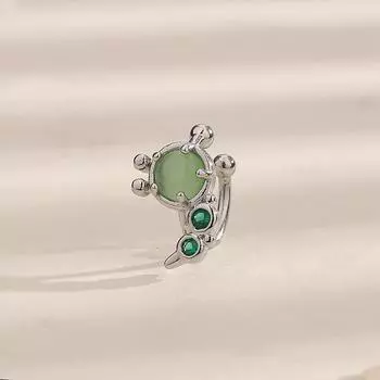 Зеленая бриллиантовая гусеница, ушная клипса, без пирсинга ушей, ветер, индивидуальность, креативность, маленькая и умная, с бриллиантами, насекомое, ушная косточка copper