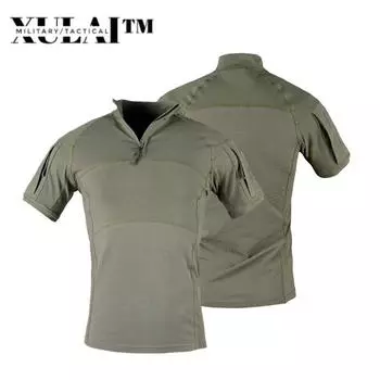 Зеленая хлопковая трикотажная рубашка Поло Боевая тактическая рубашка Тактическое снаряжение S