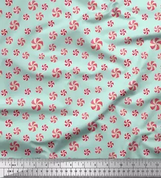 Зеленая хлопковая вуаль Soimoi, ткань с принтом конфет и еды, 56 дюймов по метрам 42 Inch Wide - Cotton Voile зелёный