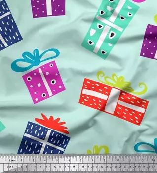 Зеленая хлопковая вуаль Soimoi, ткань с принтом в подарочной упаковке для вечеринки, 56 дюймов по метрам 42 Inch Wide - Cotton Voile зелёный